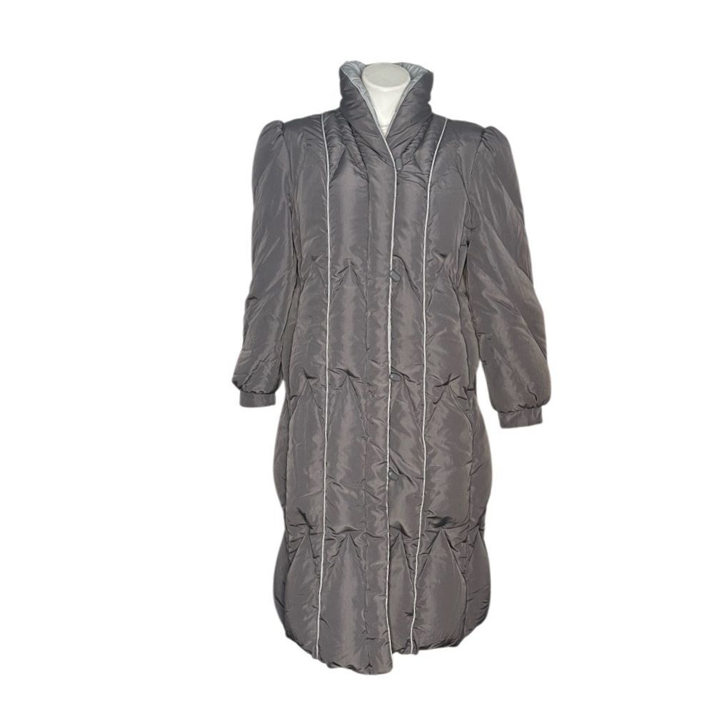 VINTAGE Down Grey Puffer Coat sleeping Bag Coat Long Line Womens Fits Medium
